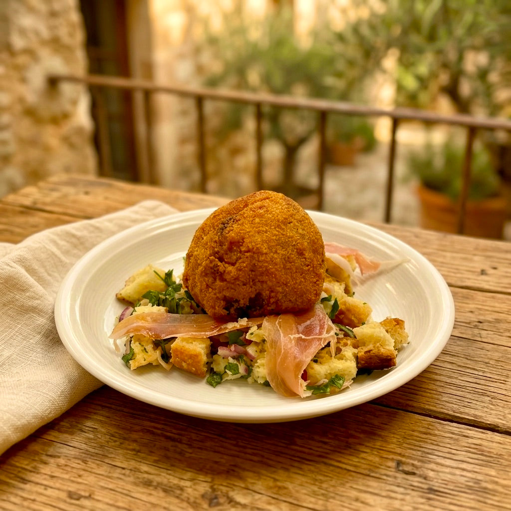 Knusprige Supplì mit Panzanella