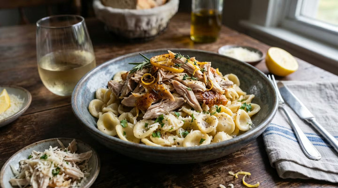 Orecchiette fatte a mano con pollo al limone al forno | Orecchiette mit Zitronenhünchen