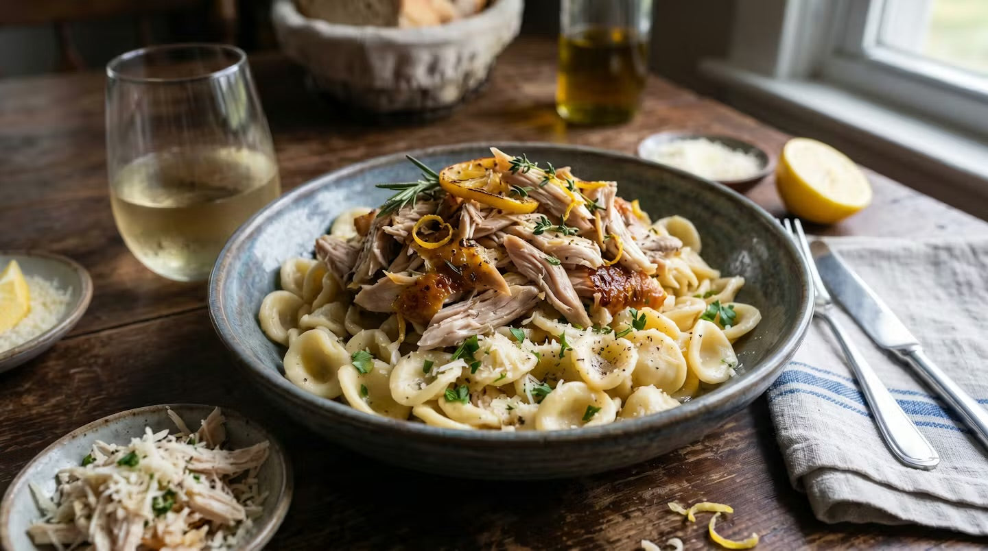 Orecchiette fatte a mano con pollo al limone al forno | Orecchiette mit Zitronenhünchen