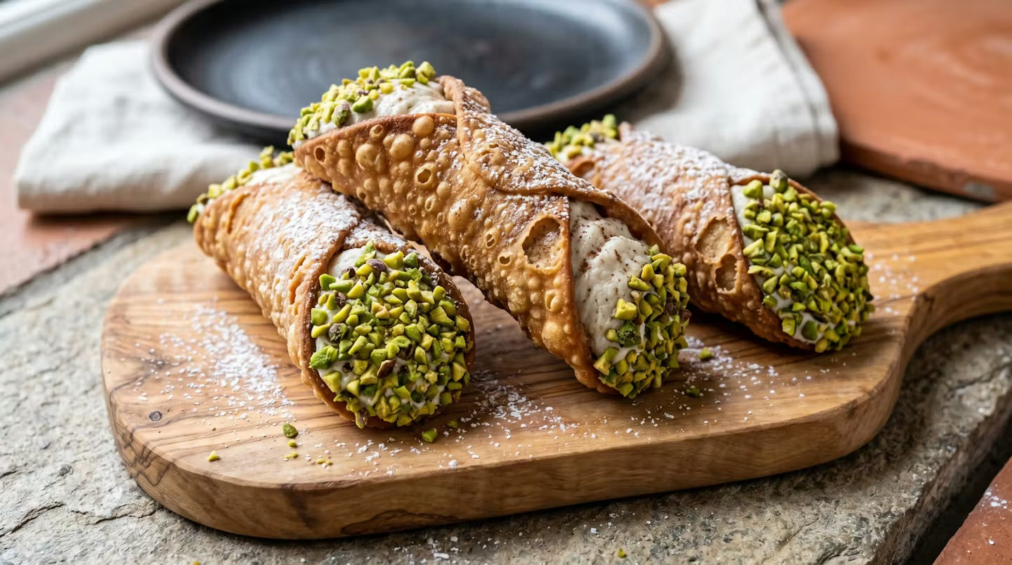 Cannoli Siciliani mit Ricotta und Pistazien